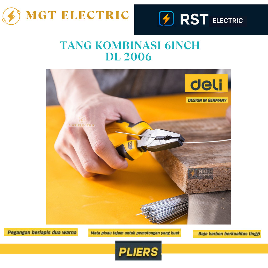 Deli Tang Set 6in - Tang Kombinasi Tang Lancip Tang Potong 1 Set 6 inch / DELI TANG SET ISI 3