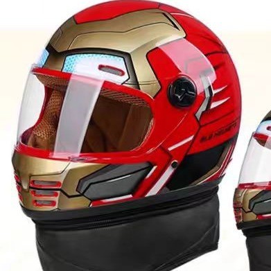 Helm Anak untuk Anak Laki-laki Usia 4-12 Musim Dingin Iron Man Penghangat Leher Termal Helm Penuh Pe