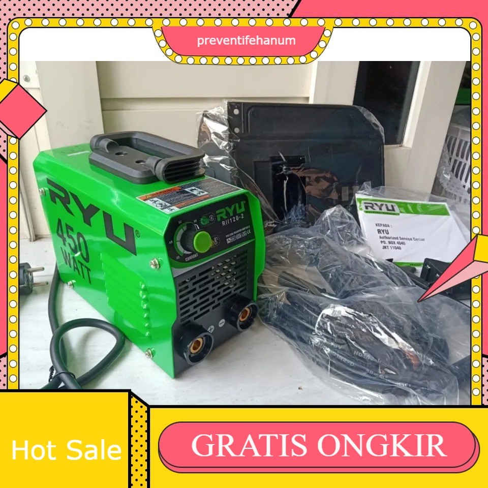 BERGARANSI | ORIGINAL | Mesin Las RYU RII120-2 Welding Machine Las Listrik Full Set IGBT 450Watt RYU