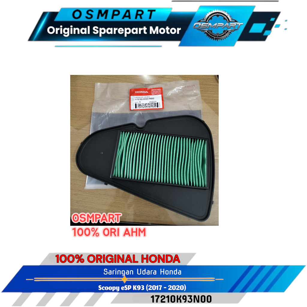 FILTER SARINGAN UDARA SCOOPY ESP K93 HONDA 17210K93N00 ORIGINAL