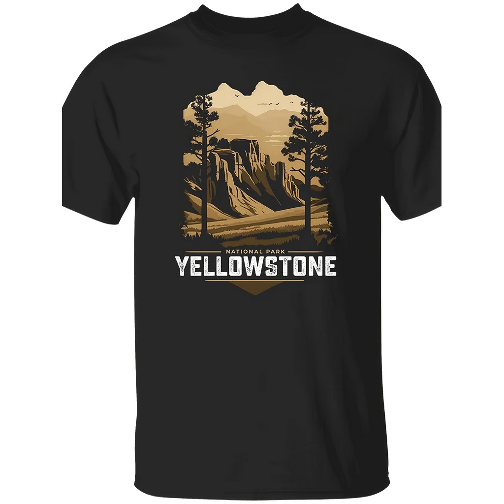Kaos Yellowstone Pria: T-shirt Katun Pria Gunung - Baju Kaos Lengan Pendek Keren