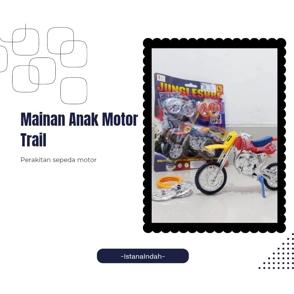 Mainan Motor Trail Tril + Sperpat Mainan Edukasi Bongkar Pasang Hadiah Anak