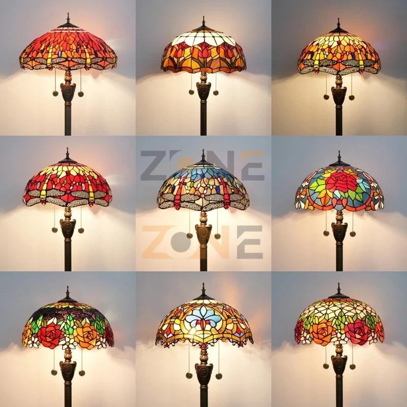 Lampu Lantai Tiffany Mozaik Turki Lampu Lantai Mediterania Bahan Kaca Tiffany Colorful Glass Floor L