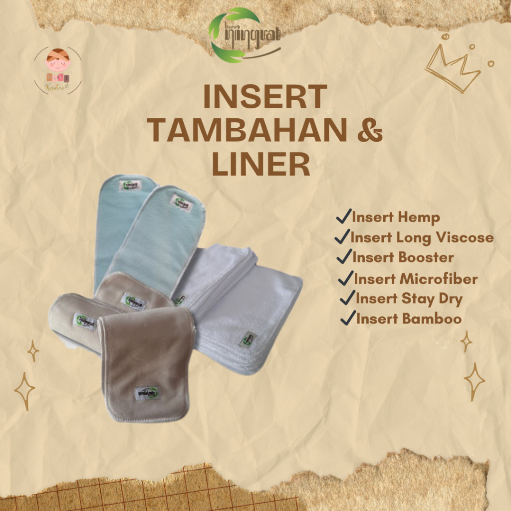 Insert Clodi Stay Dry Microfiber Bamboo Hemp Liner Pocket Ningrat Aksessoris Popok Kain