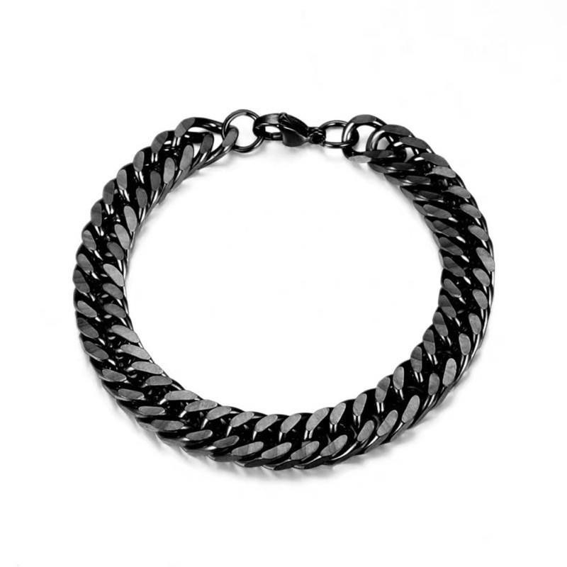 GELANG TITANIUM RANTAI DABEL PRIA HITAM TERLARIS