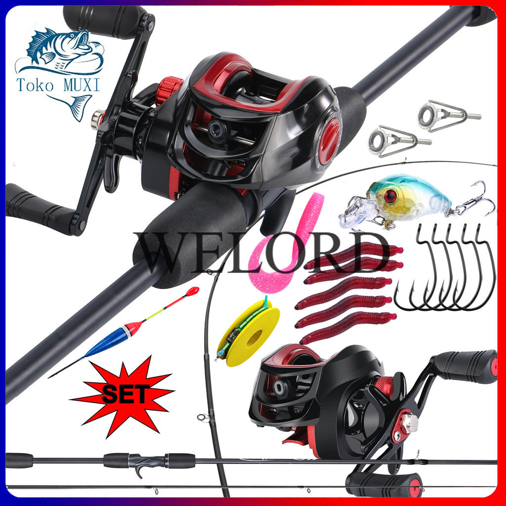 Promo MUXI pancing casting 1 set lengkap 1.8M 2.1M joran pancing 18+1BB reel pancing tarikan maksimu