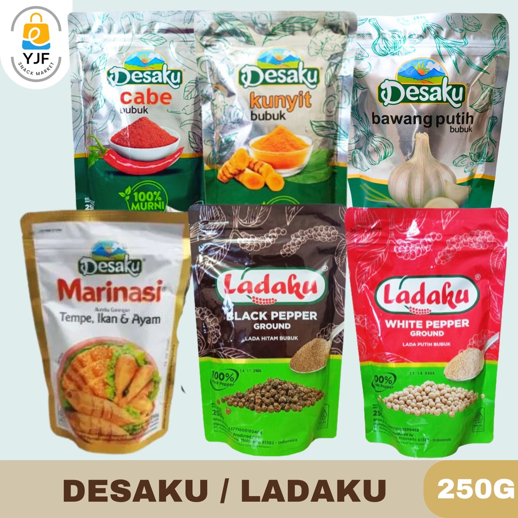 Ladaku Lada Putih / Lada Hitam Bubuk / Desaku Cabe Bubuk / Kunyit / Marinasi / Bawang  Putih 250g