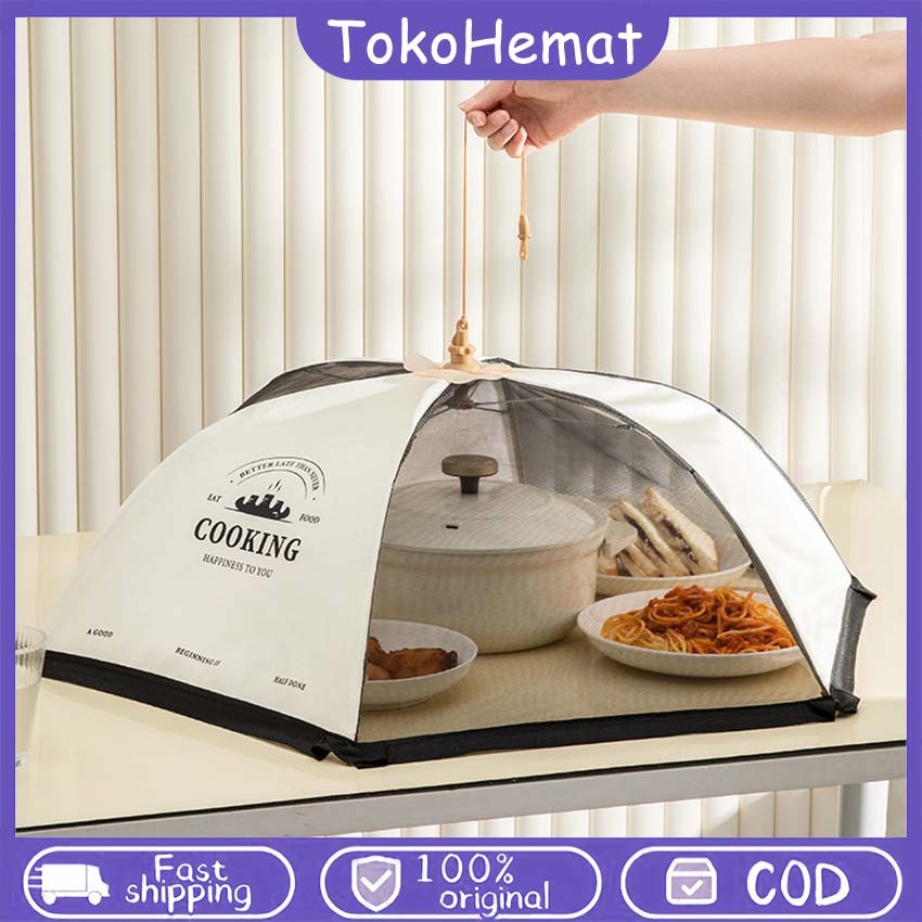 Tudung Saji Lipat Persegi Panjang/Bulat Kain Tudung Saji Penutup Makanan Tudung Saji Minimalis