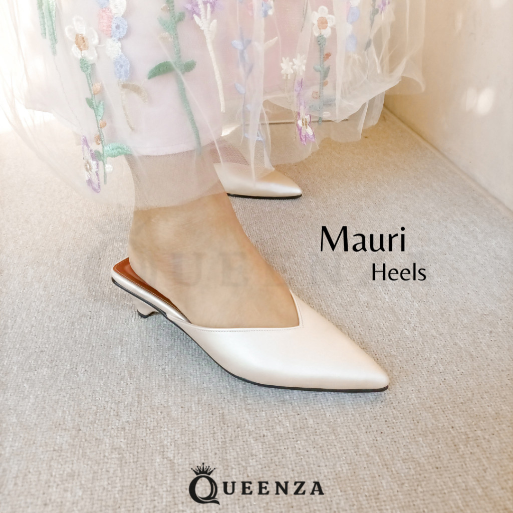 JARI.STORE Queenza Mauri Heels Pesta Wanita Mules Tinggi 3 Cm Sandal Pesta Selop Pengantin