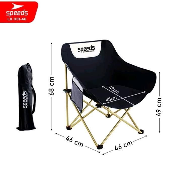 Speeds Kursi Lipat Bulat Moon Folding Tenda Camping Mancing Hitam