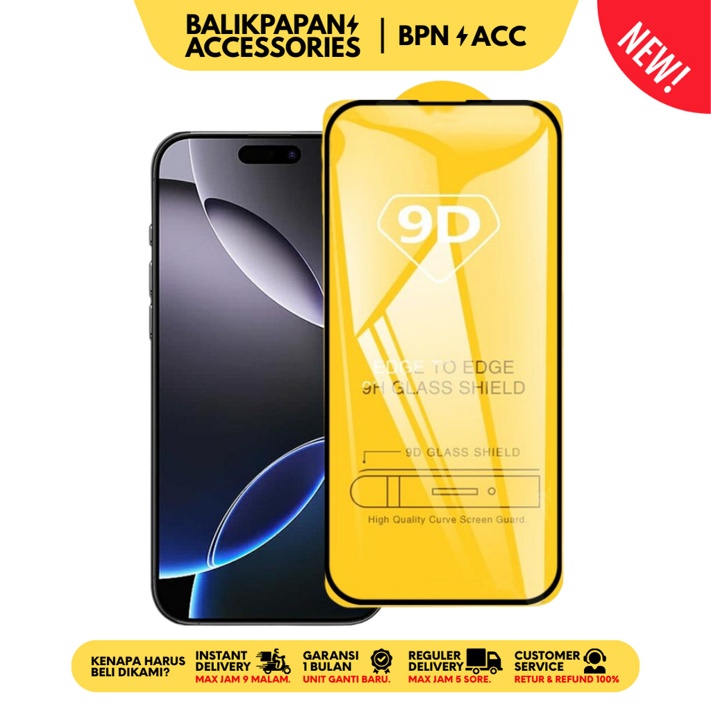 Anti Gores Tempered Glass iPhone 9D Clear Bening - BALIKPAPAN ACC