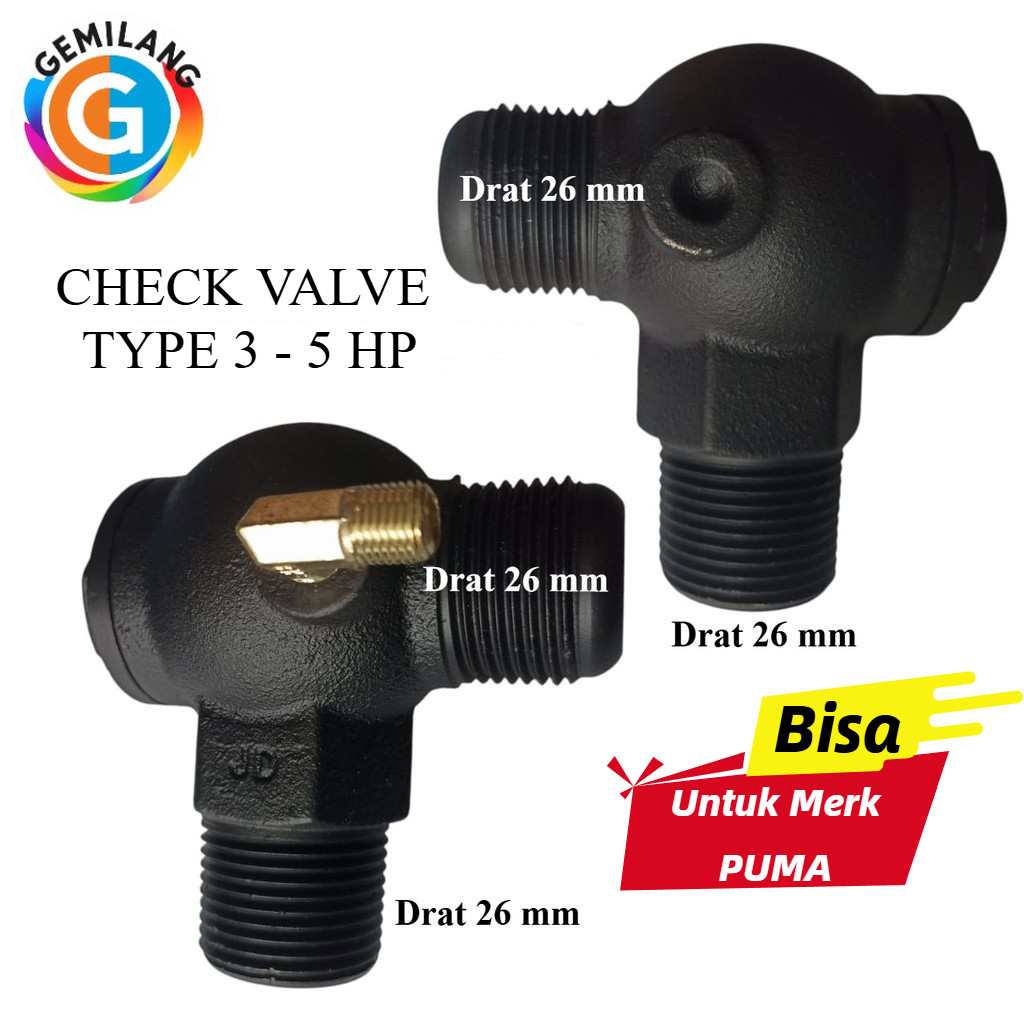 Check Valve Kompresor Type 3 - 5 Hp Ukuran Drat 3/4 Inch