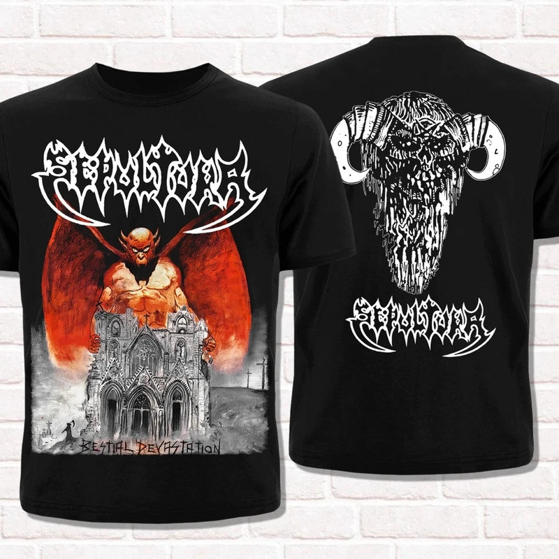 Harajuku Hip Hop Kaos Sepultura Oversized Bestial Devastation 1985 Thrash Metal Death Pria Wanita At