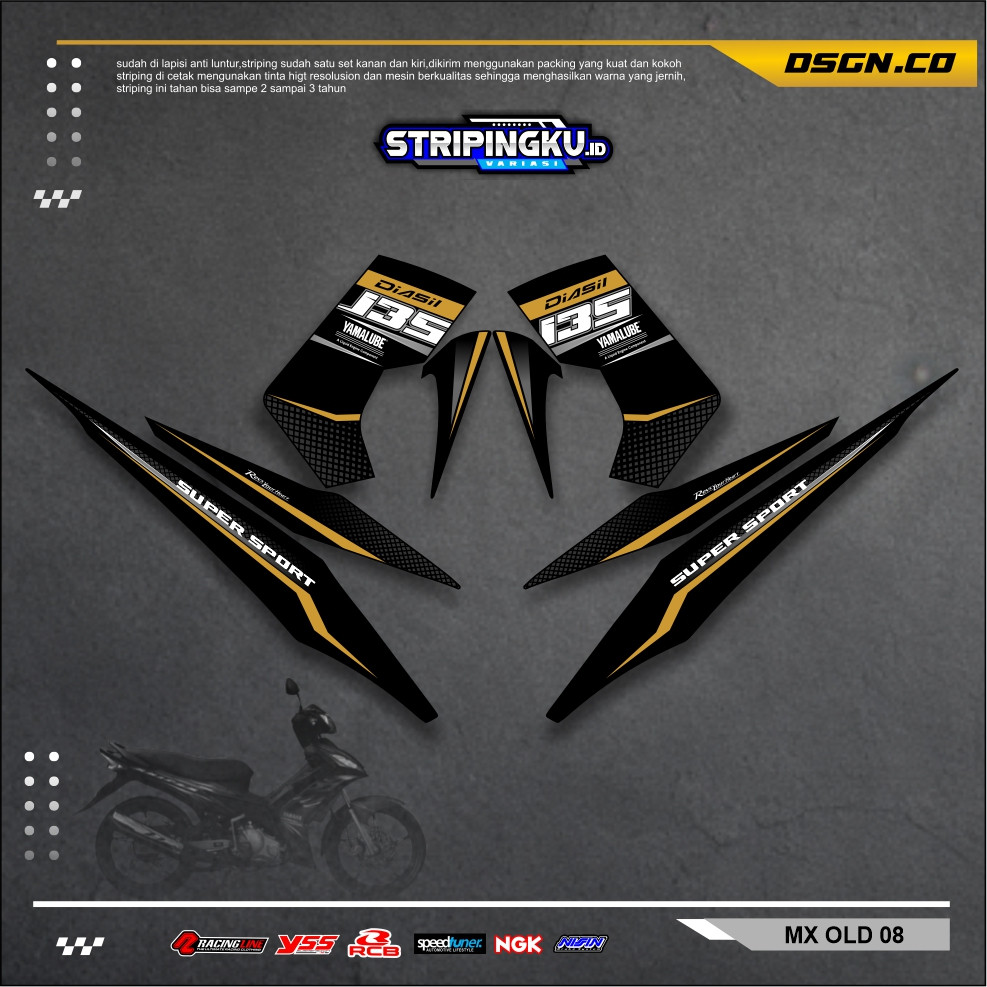 Striping Jupiter MX Lama 135 | Stiker Body Variasi MX OLD 135 MX Old tahan lama
