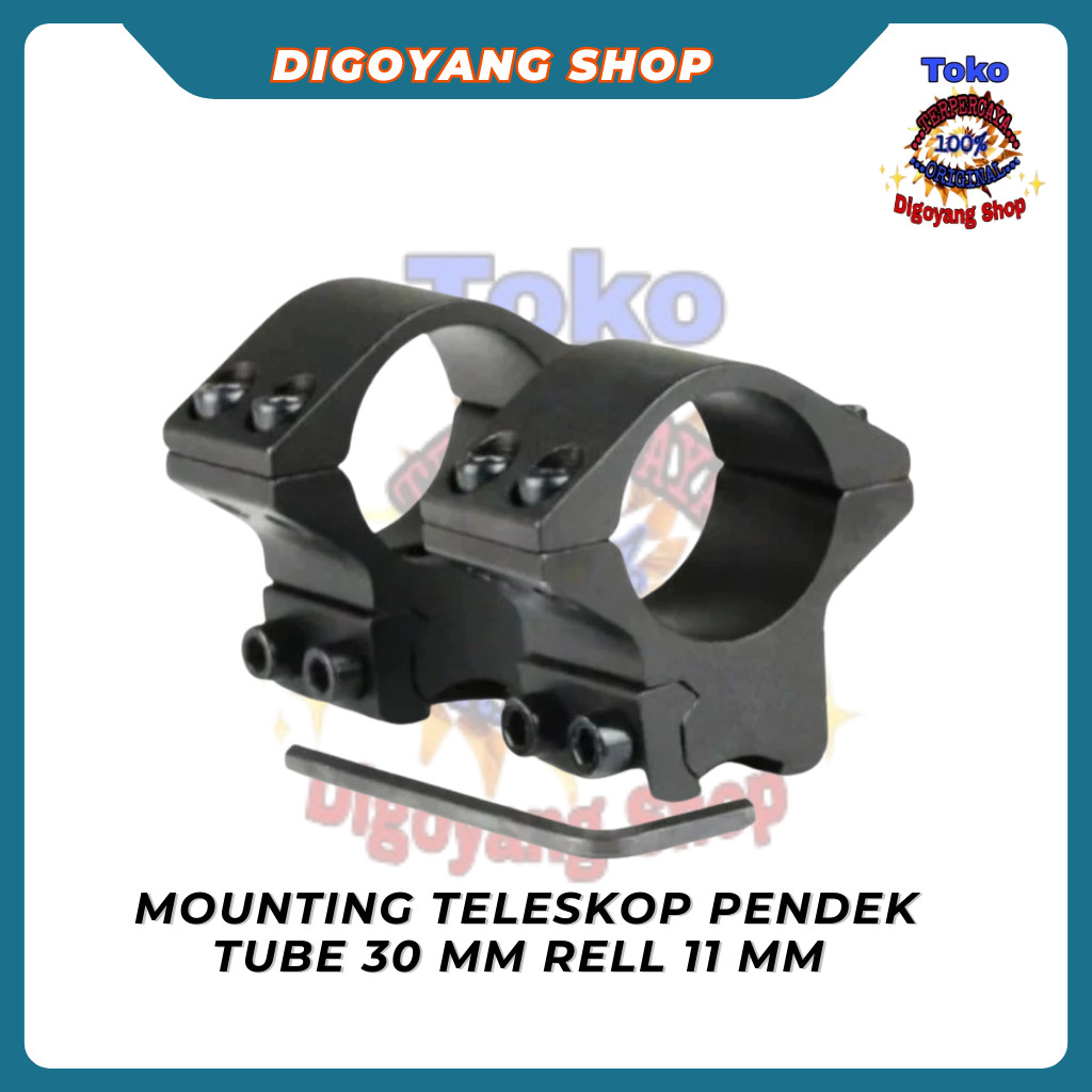 Mounting Teleskop Pendek Tube 30mm Rell 11mm Mounting Dobel Baut