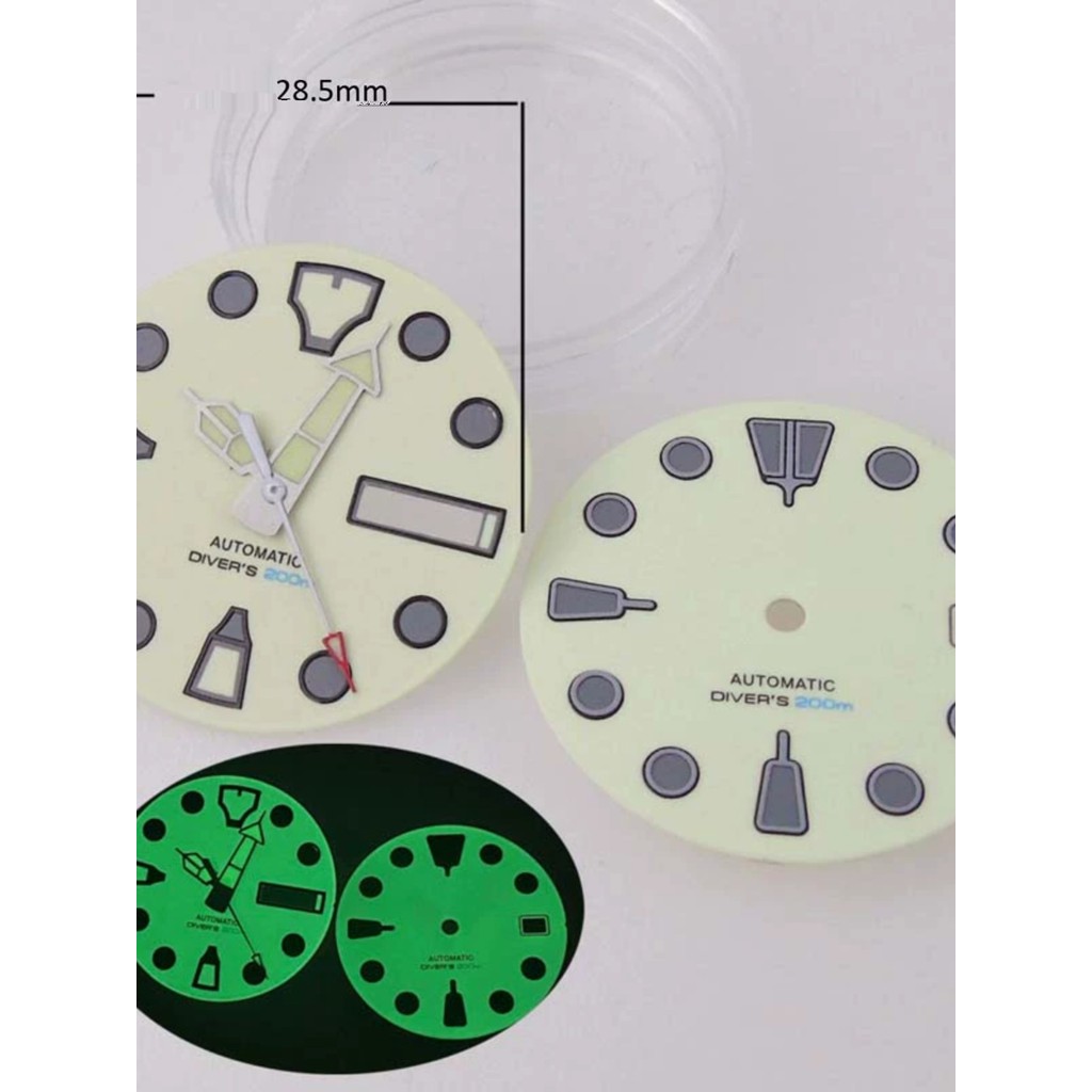 Replica unmarked white all green luminous watch dial suitable for NH35 NH36 movement suitable for