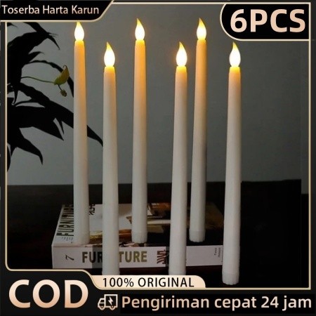 6PCS Lampu lilin led Lilin Lampu dekorasi rumah Lilin Baterai Panjang lilin elektrik led.