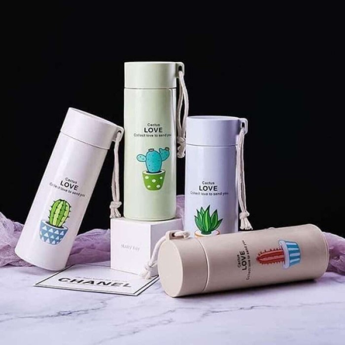 NS Botol Kaca Kaktus Tanpa Box Bottle Tumbler Glass Termos Air