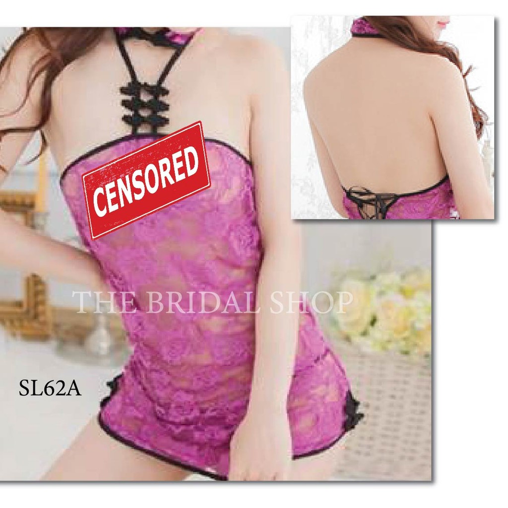 Lingerie Set Baju Tidur Wanita  Transparan Ungu SL62A