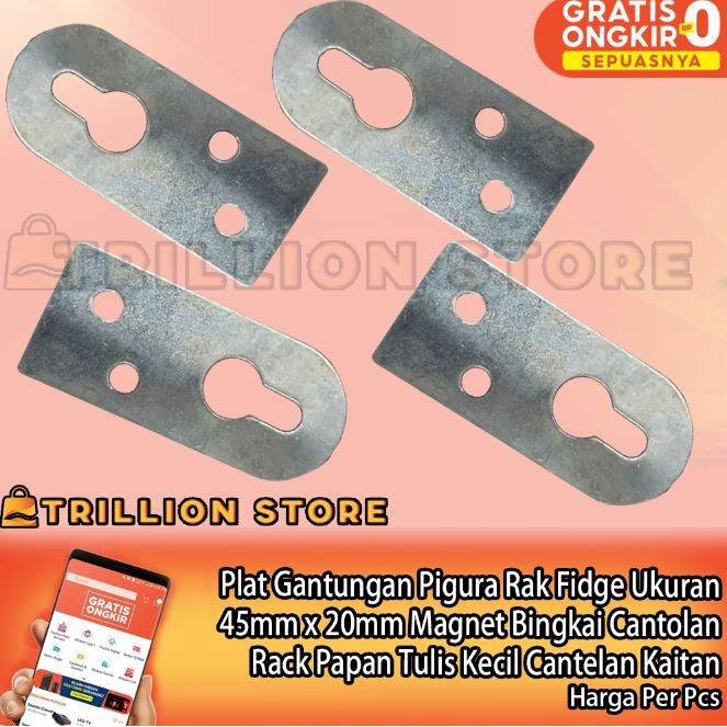 Plat Gantungan Pigura Papan Tulis Kecil Ukuran 45mm x 20mm Rack Rak Fidge Magnet Bingkai Cantolan Ca
