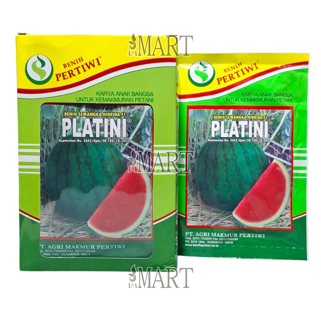 Benih Semangka Hibrida Non Biji Platini F1 Isi 20 Gram Cap Benih Pertiwi