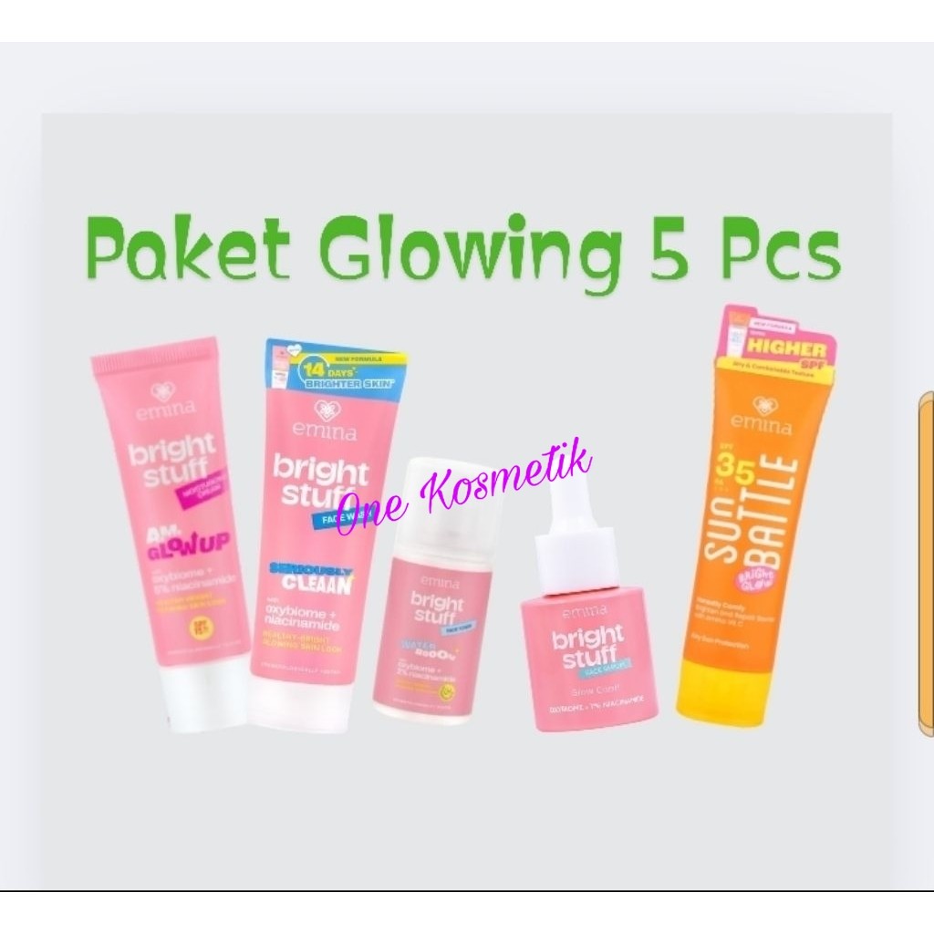 PAKET Glowing EMINA BRIGHT STUFF 5PCS/ PERAWATAN WAJAH