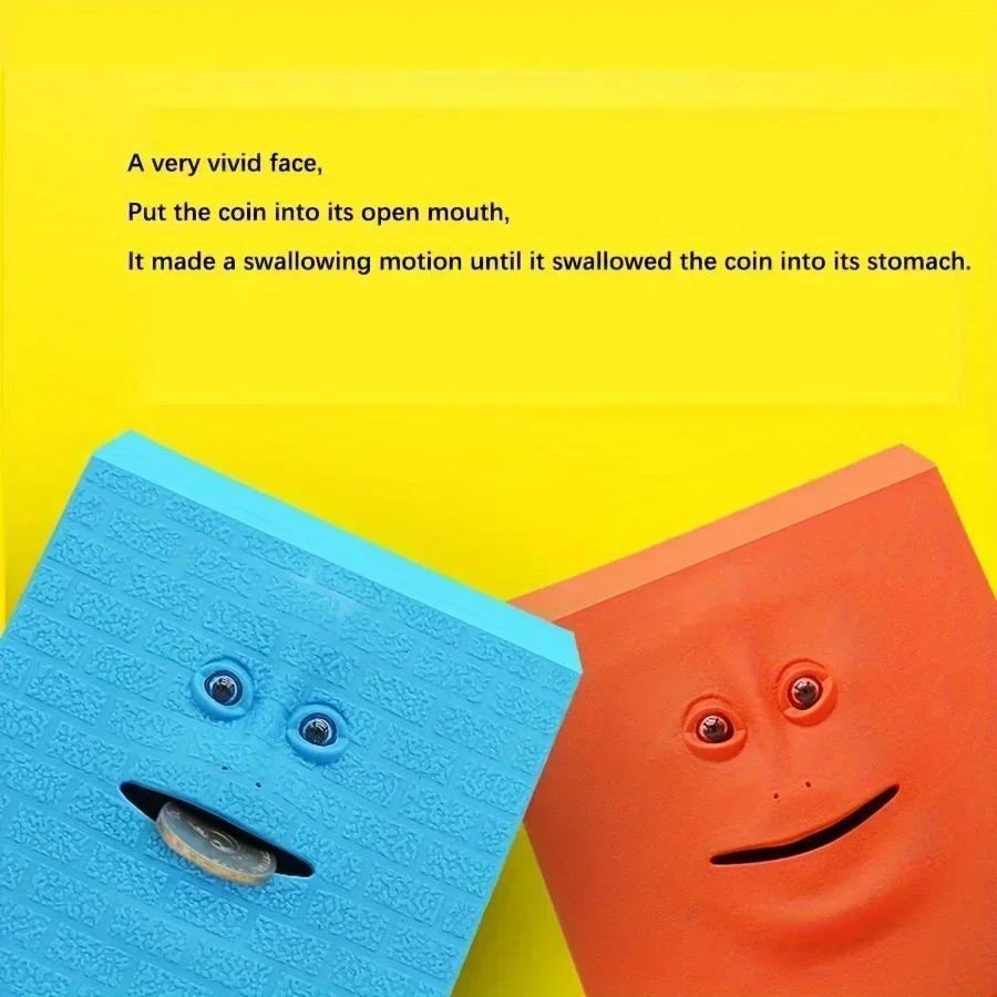 Face piggy bank intelligent induction piggy bank electric coin bank eat money face piggy bank brick 