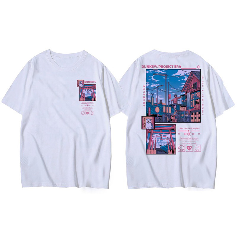 (COD) DUNKEY JP TOWN TSHIRT WHITE | DUNKEY OVERSIZED TSHIRT | KAOS DISTRO | TSHIRT PRIA