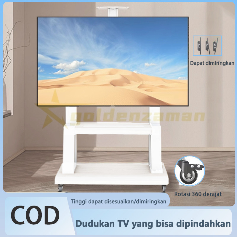 TV Monitor Stand  32"- 85" Universal Dapat Disesuaikan LED White TV Stand +360° Wheel