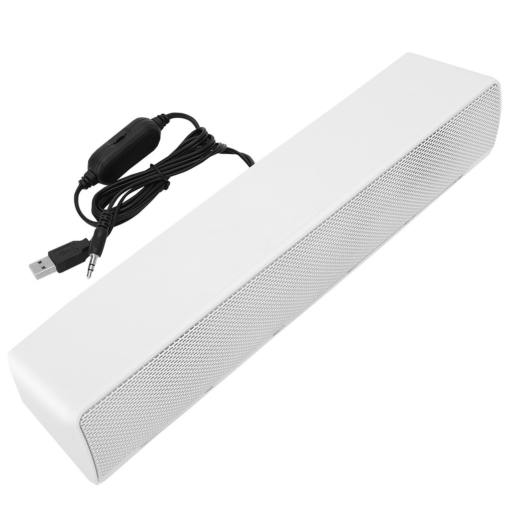 Portable Soundbar USB Wired Stereo Soundbar Music Player Bass Surround Sound Box 3.5mm Input for PC 