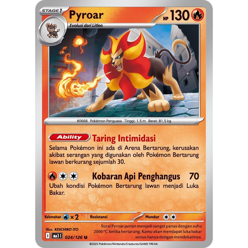 TCG PYROAR 024/126 MA1 Evolusi Mega KARTU CARD POKEMON INDONESIA