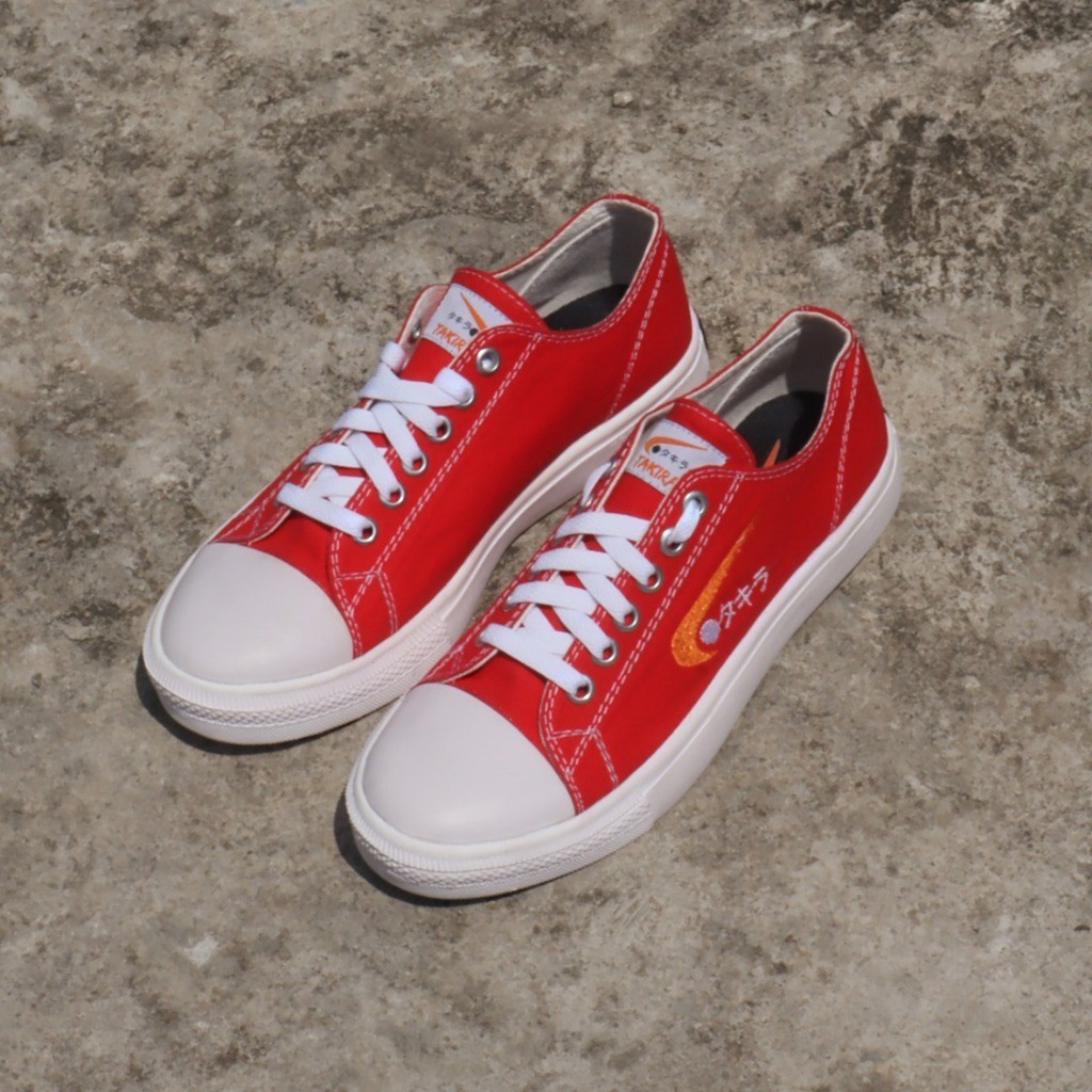 SEPATU SNEAKERS ORIGINAL PRIA WANITA  WARNA MERAH SEPATU CANVAS  SEPATU SEKOLAH SEPATU KERJA PENDEK