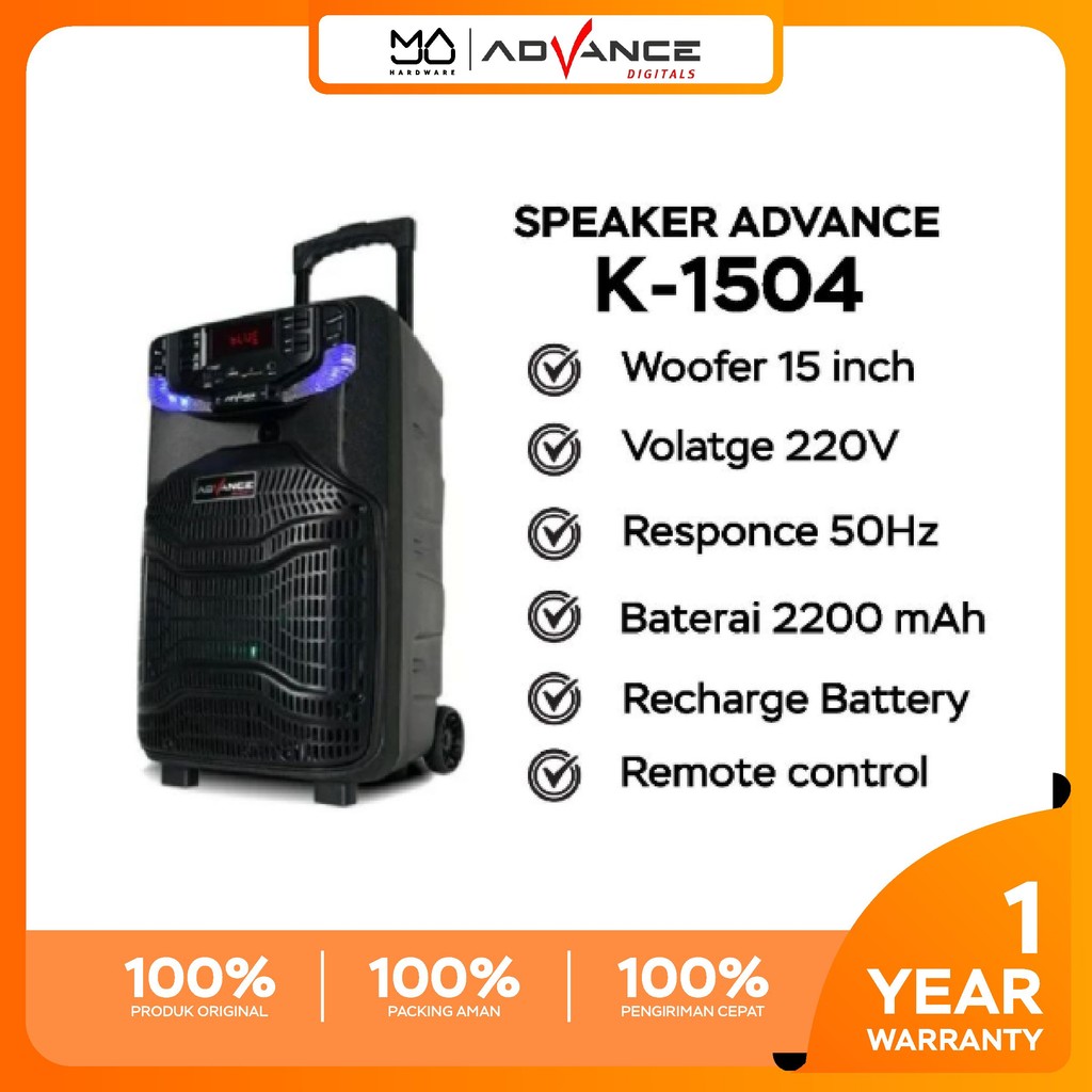 ADVANCE Speaker K1504 Speaker Meeting Bluetooth Salon Aktif 15 inch - Garansi Resmi