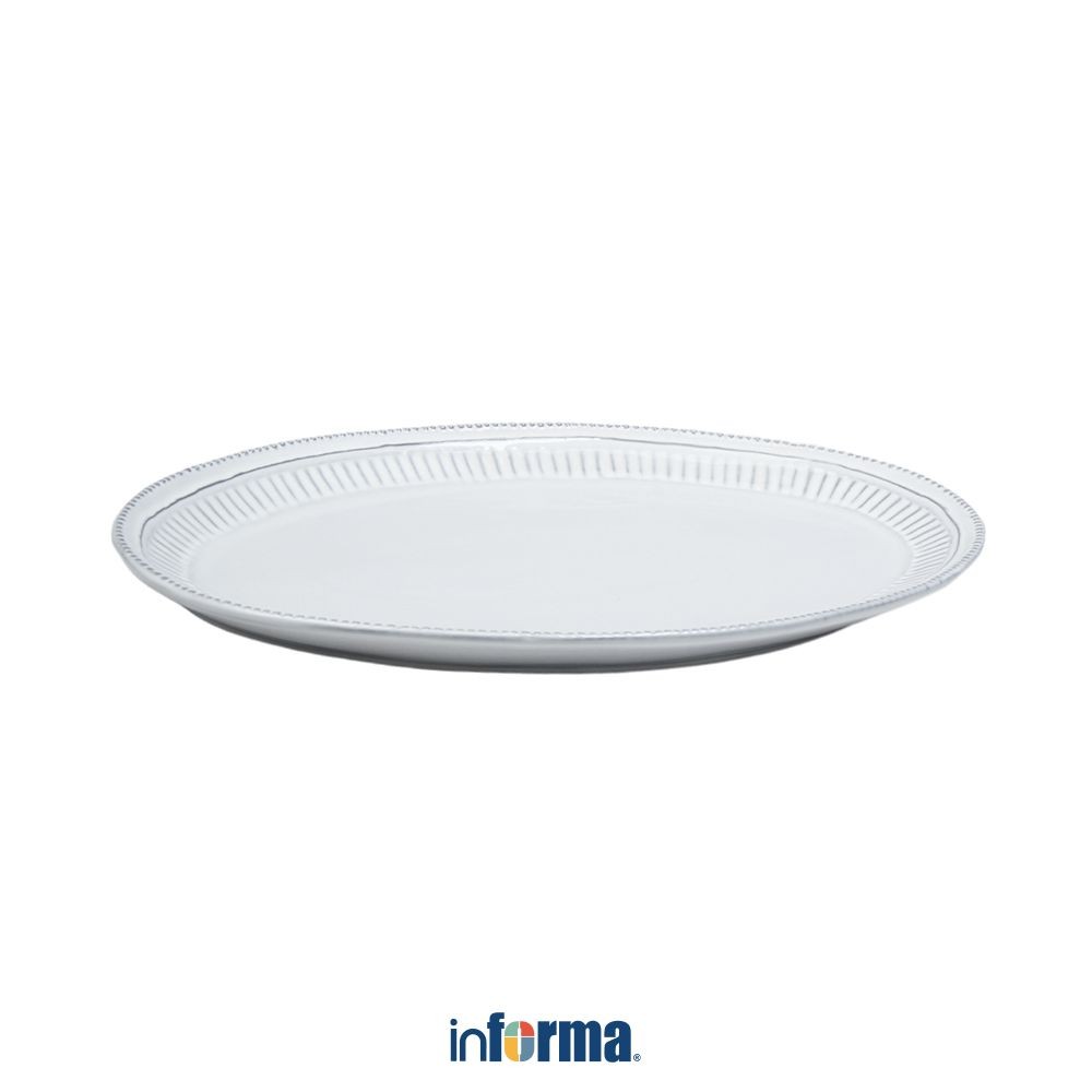 Informa Appetite 36 cm Elio Piring Saji Stoneware Oval - Putih Glaze Plate Serving Plating