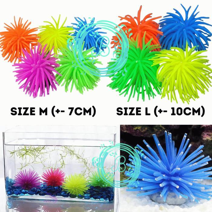 Hiasan Anemon Silikon Jelly Aquarium Ikan Dekorasi Artificial Karang Koral Anemone Laut Warna Warni 
