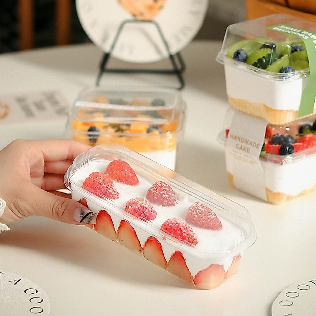 (10pcs) mika dessert segi panjang 300ml mika puding persegi panjang besar