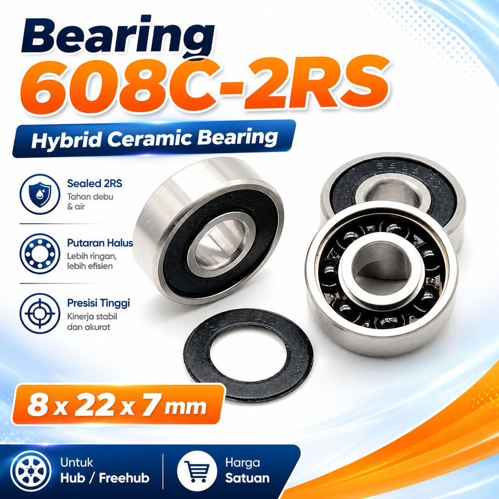 Bearing Laker 608 608C Freehub Sepeda 2RS Hub Bike Hybrid Ceramic 8x22x7 mm