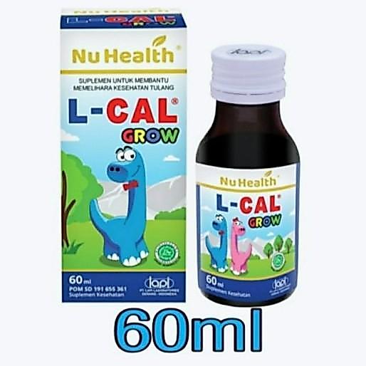 Nu Health L-Cal Grow Sirup isi 60 ml - Suplemen Vitamin Untuk Memelihara Kesehatan Tulang dan Tumbuh