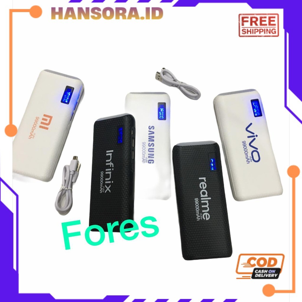 PROMO powerbank 99000mah smart for more di gital samsung infinix mi vivo oppo PRJ BISA COD TERBARU T