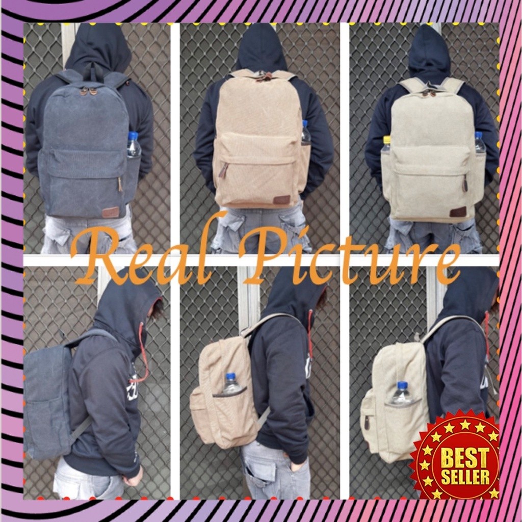 WYK10 Tas Ransel Kanvas Backpack Canvas Polos Tas Laptop  TKM