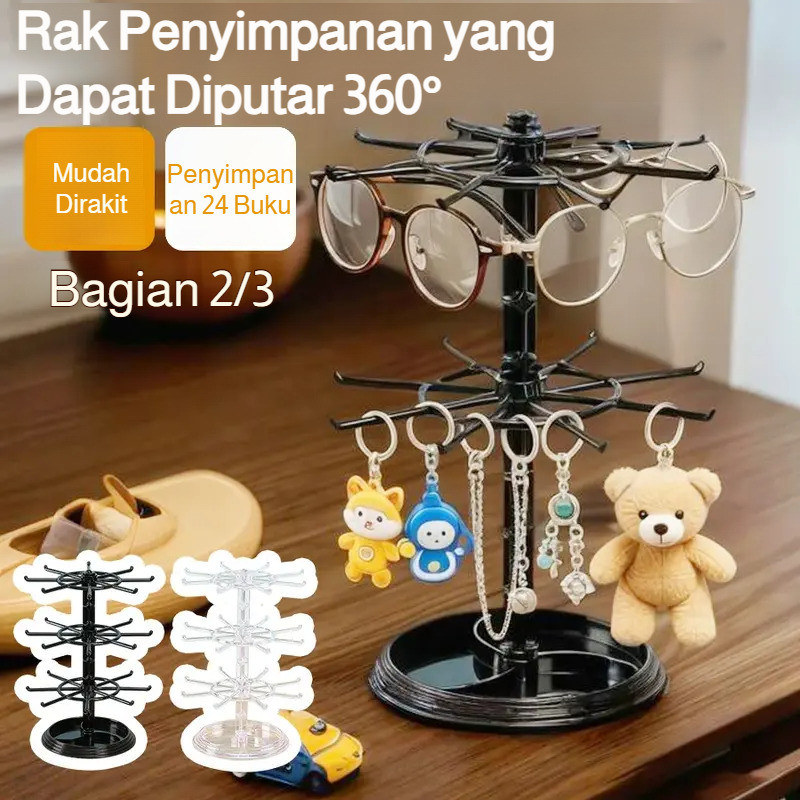 [Anti Debu] | Rak Penyimpanan Perhiasan Dapat Diputar 360° | Display Aksesoris Organizer Putar | Tem