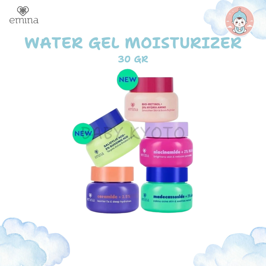 BK Emina Water Gel Moisturizer 30g Mencerahkan Kulit Mengurangi Flek Hitam 48 Jam Menjaga Kelembapan