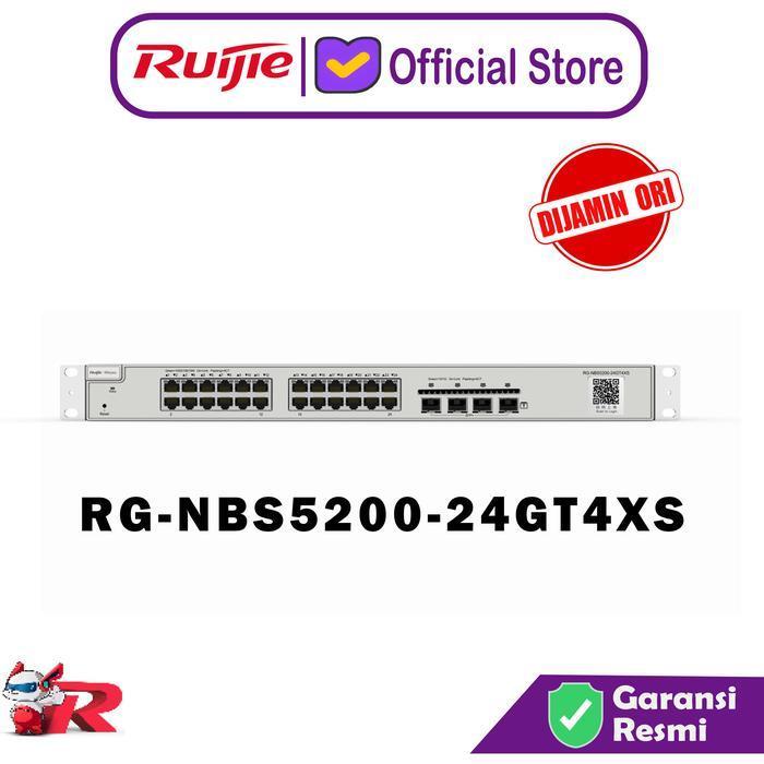 Ruijie Reyee RG-NBS5200-24GT4XS, 24-port Gigabit Layer 3 Non-PoE Switch, 4 SFP+ Uplink