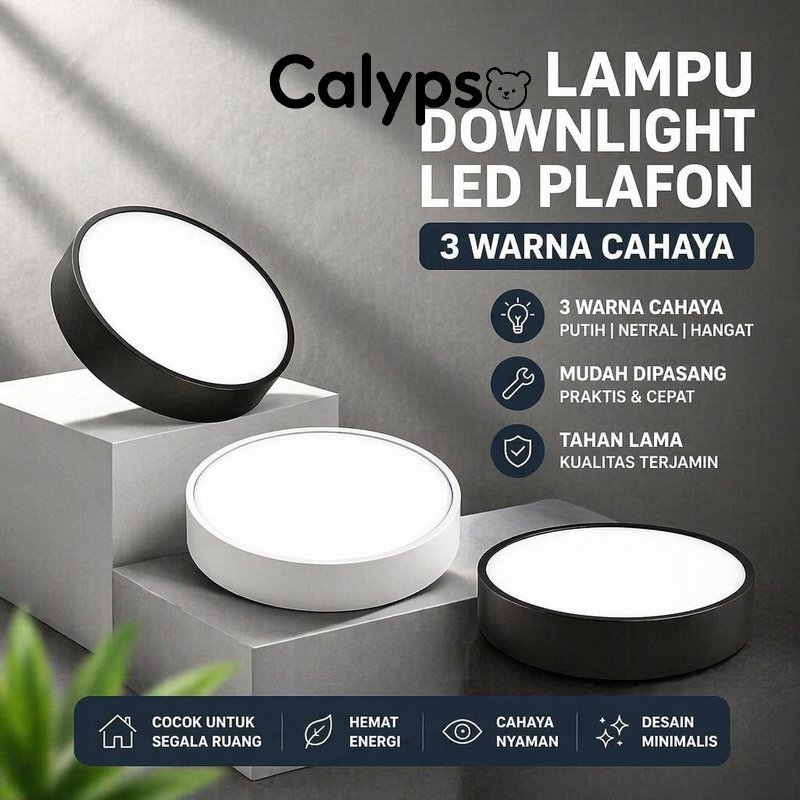 Lampu Downlight Led Plafon Tempel Cob 3 Warna Aluminium Putih Hitam Golden Ruang Tamu Kamar