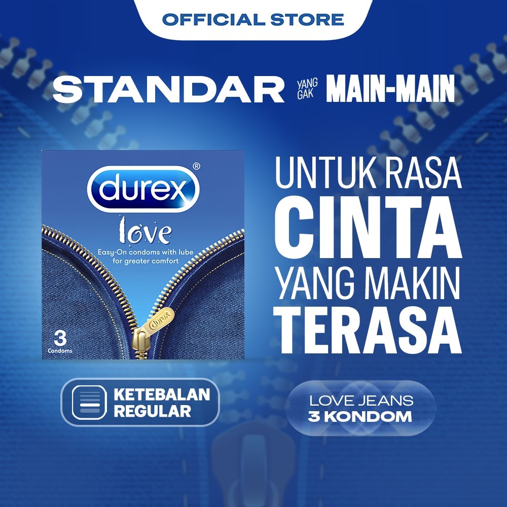 [ fizdom_mart ] Durex Love Jeans Kondom Pria Extra Pelumas Pria 3s - Condom