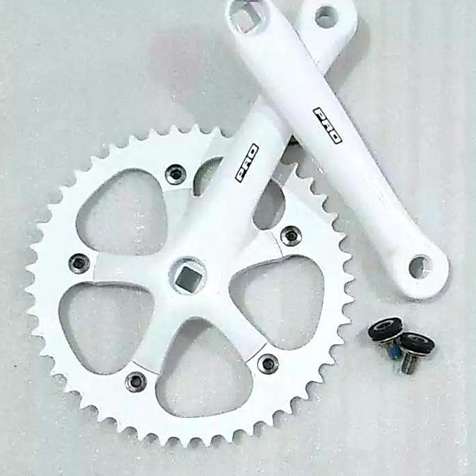 CRANK SEPEDA FIXIE PUTIH WHITE / CRANK SET PRO 46T SEPEDA FIXIE TAIWAN SIAP KIRIM