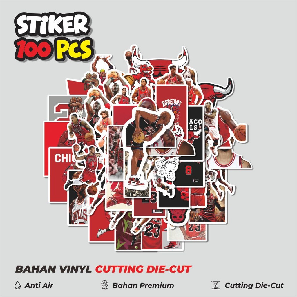 

Terbaru! 50 pcs Stiker Basket NBA Chicago Bulls Dekorasi Lucu Kreatif untuk Notebook, Skateboard, HP