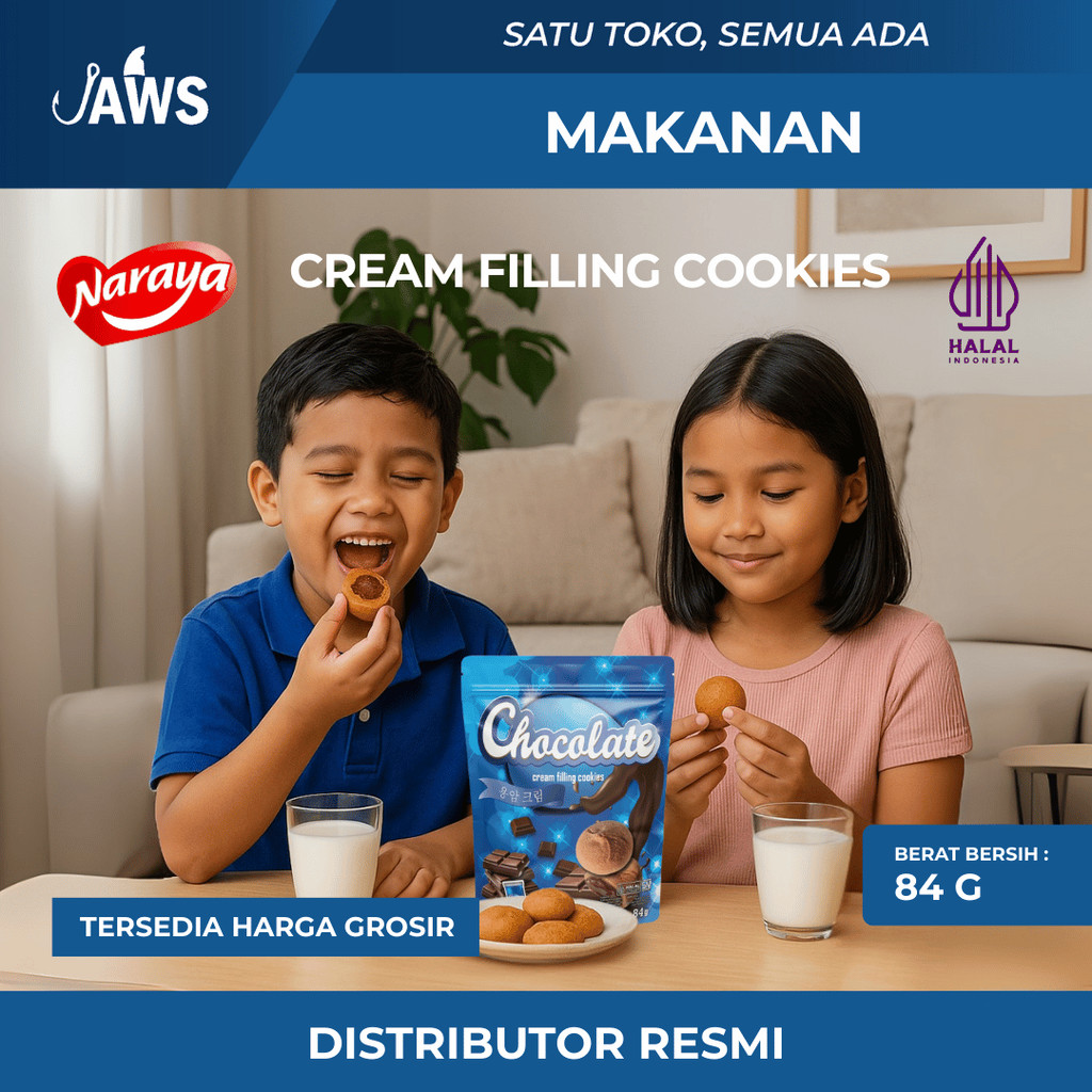 

NARAYA Cookies 84gr Chocolate Cream Cemilan Coklat Manis Creamy