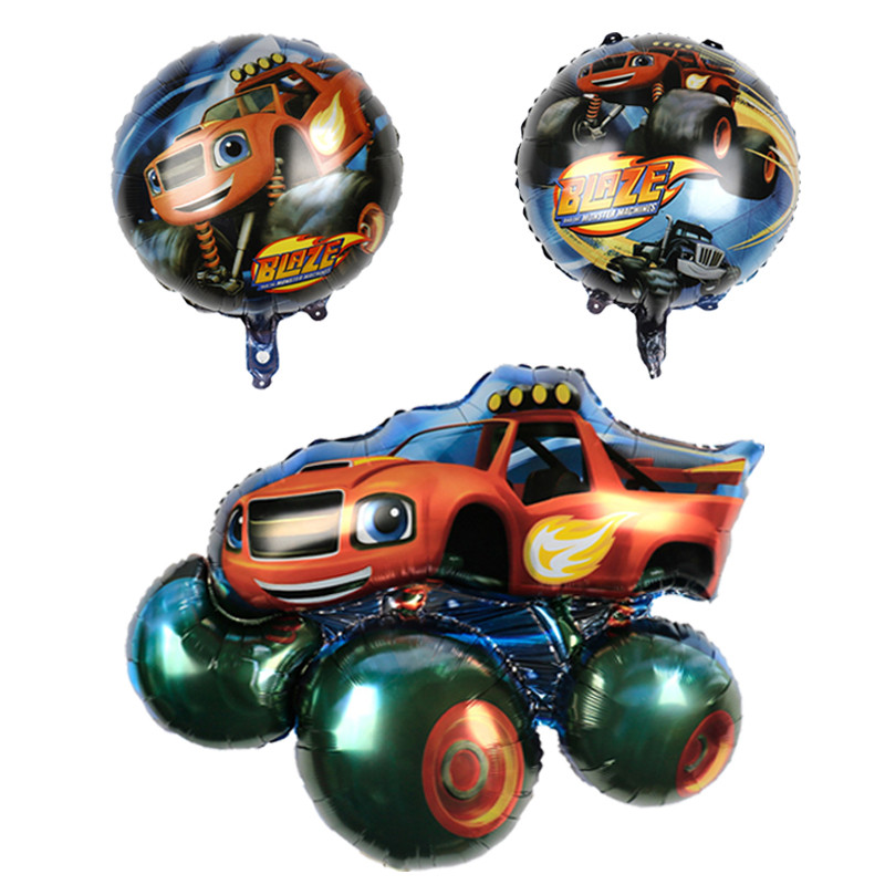 

Blaze Monster Foil Balloons Cars Latex Ballons Happy Birthday Banner Party Decorations Kids Boy Machines Racing Race Car SUV Toy