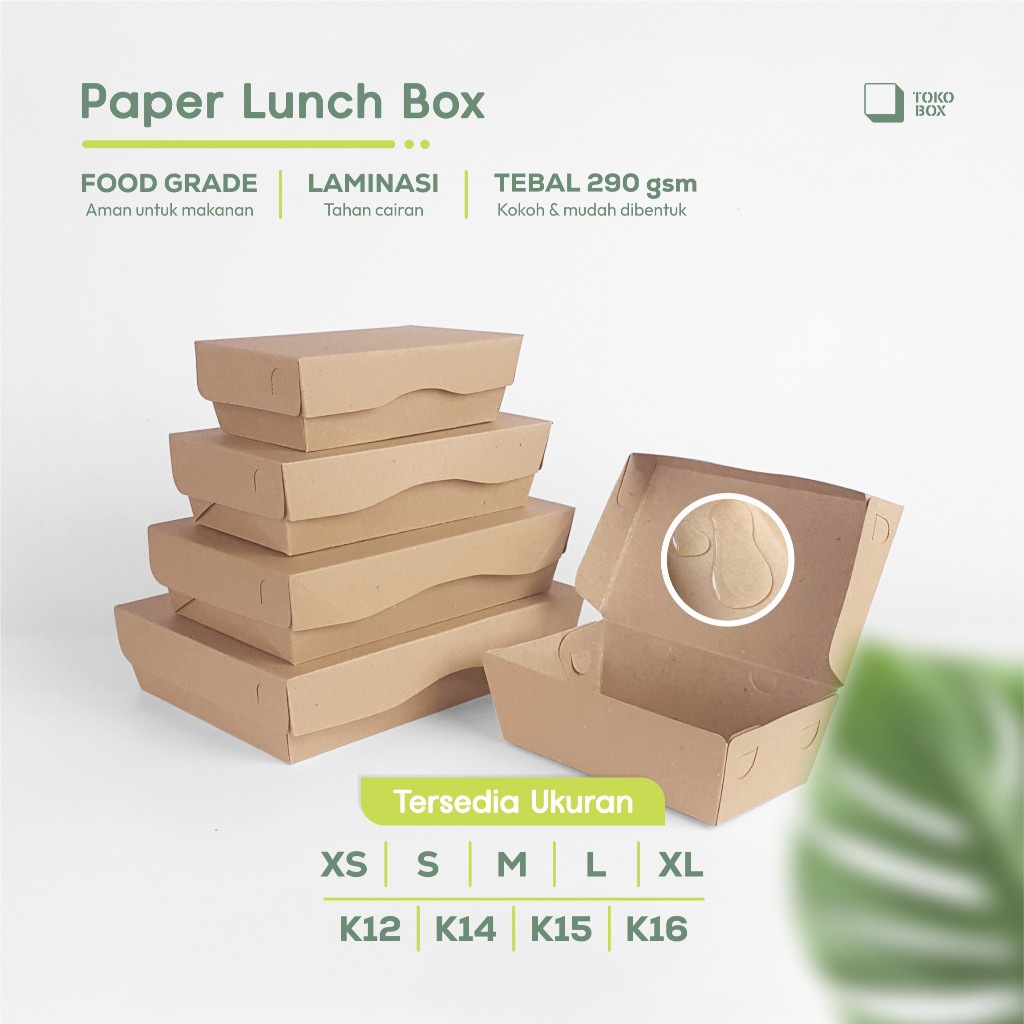 Paper Lunch Box | Kotak Kemasan Dus Makanan | Nasi | Ayam | Mie | Laminasi Anti Air | Tebal 290 gsm